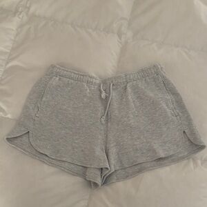 Brandy Melville Women’s Cozy Waffle Knit Drawstring Shorts - Light Gray